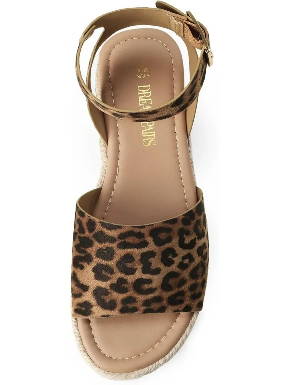 Women's Leopard Comfortable Platform Espadrilles Ankle Strap Wedge Sandal Shoes